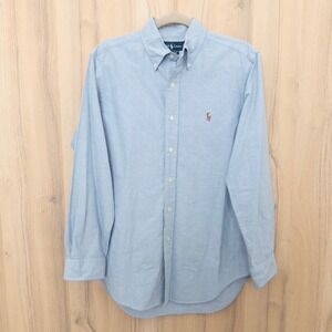 Ralph Lauren Mens Button Down Dress Shirt Size 15 32/33 Blue Classic Fit Preppy